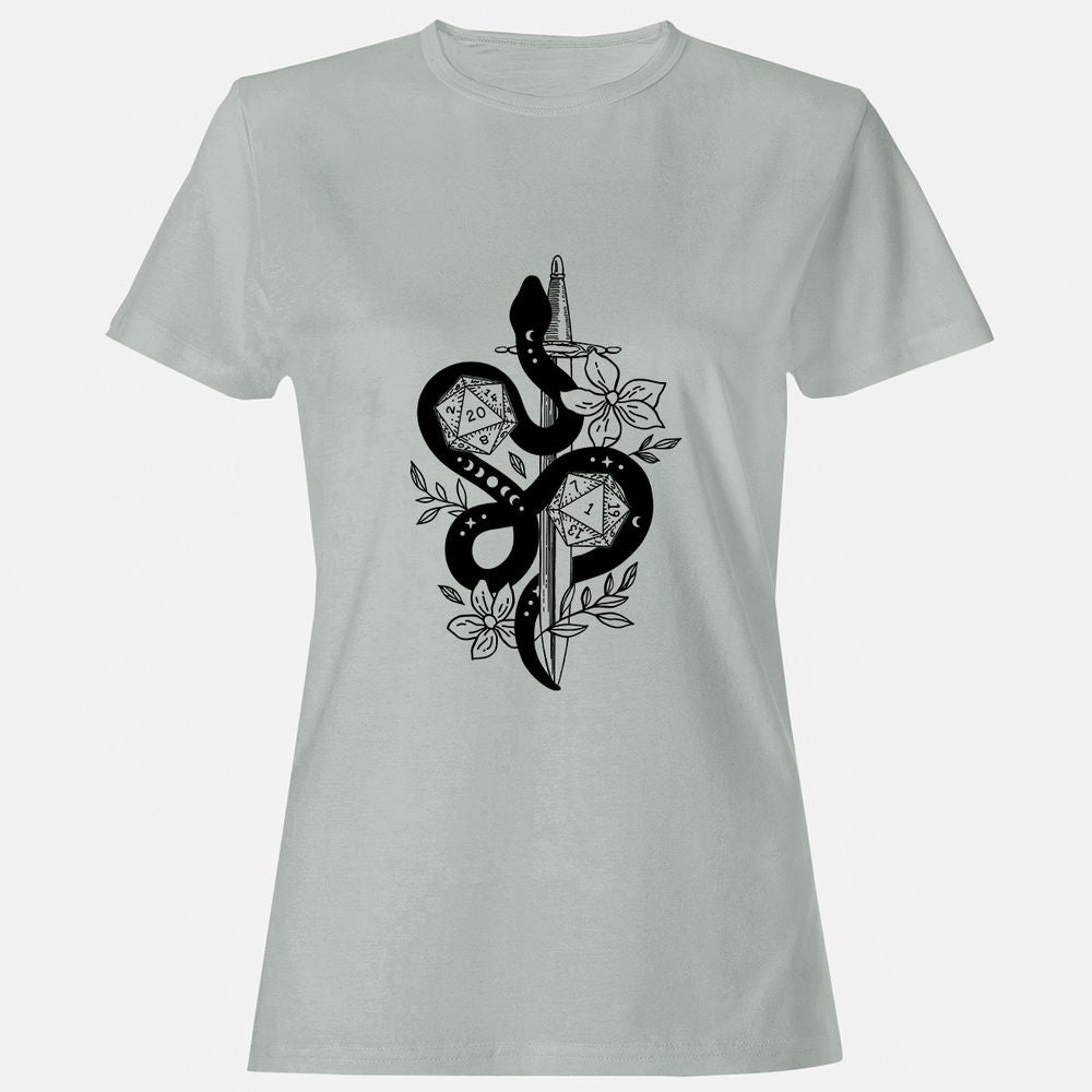 D20 Snake and Sword Women's T-Shirt - Ash - 2