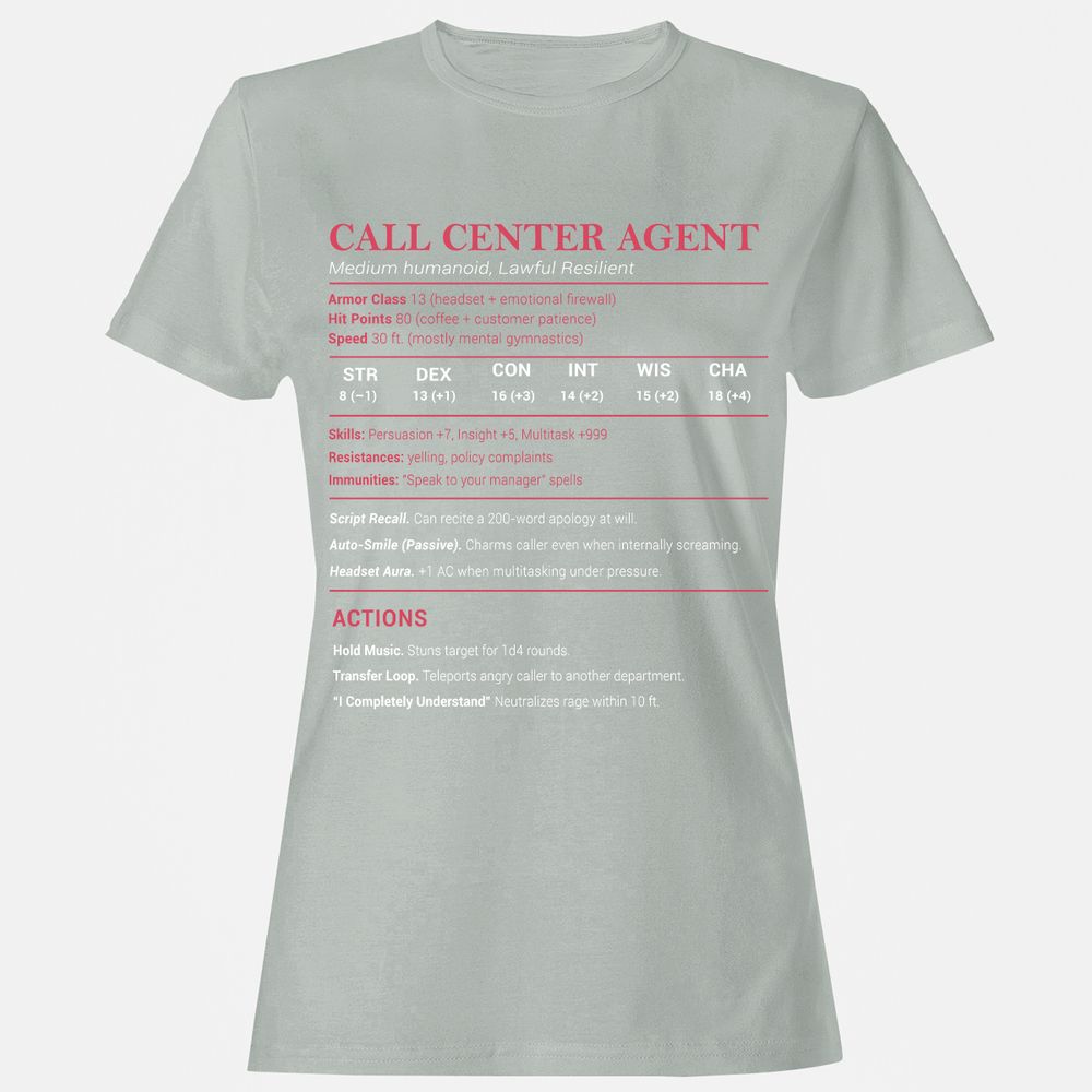 Call Center Agent Stats Women's T-Shirt - Ash - 2
