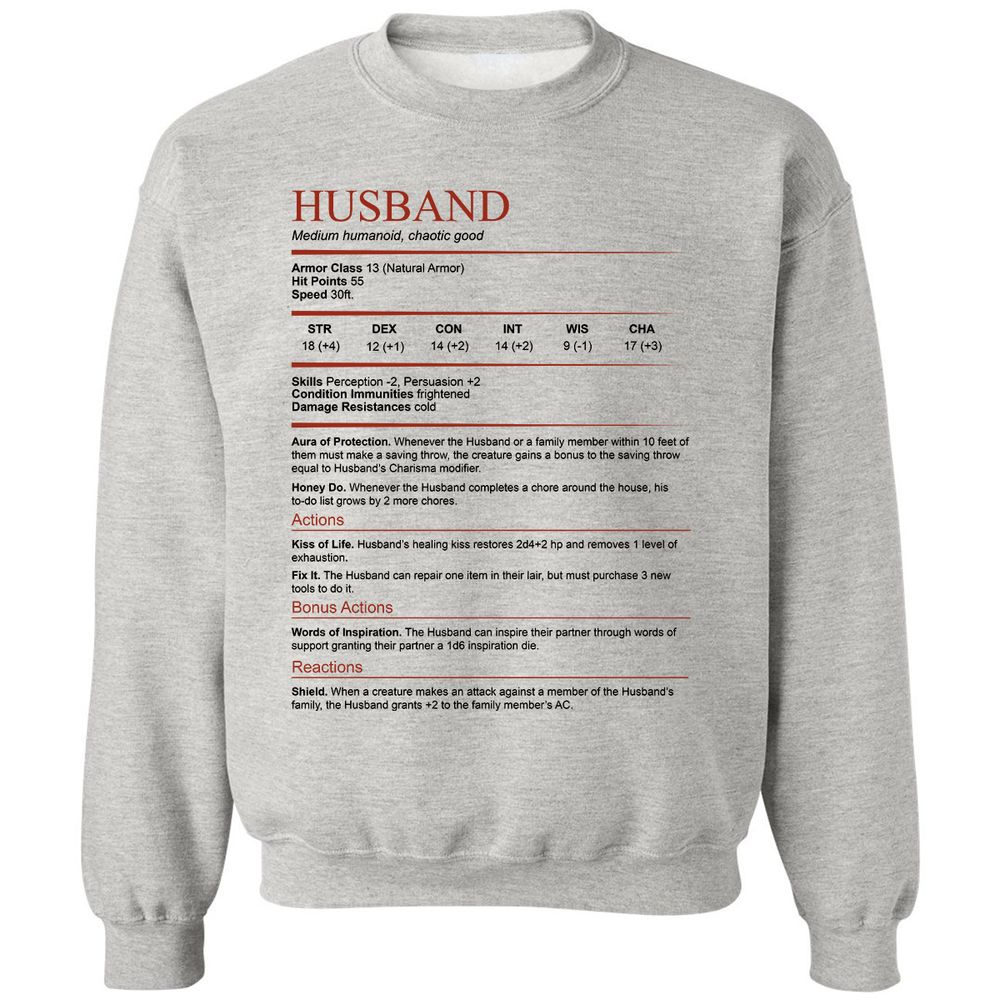 Husband White Classic Unisex Sweatshirt - Ash - 2