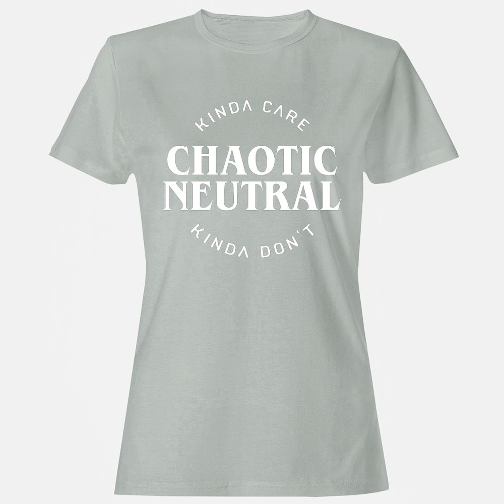 Chaotic Neutral Alignment Kinda Care Kinda Don't Women's T-Shirt - Ash - 2