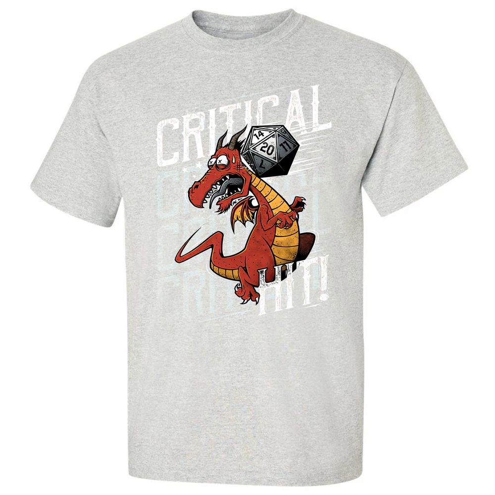 Funny Dragon Critical Hit Classic Unisex T-Shirt - Ash - 2
