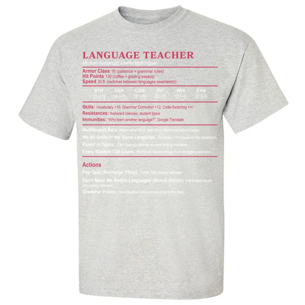 Language Teacher Classic Unisex T-Shirt - Ash - 2
