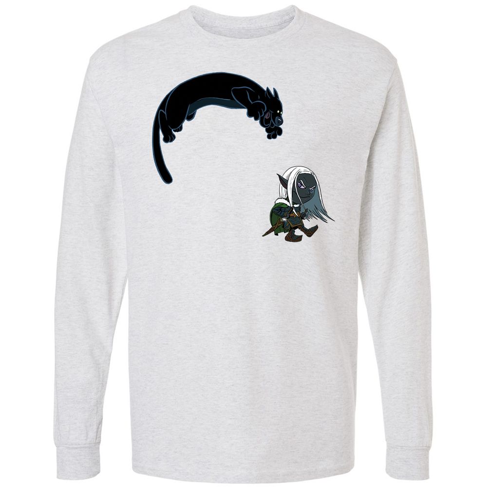 Drizzt and Guenhwyvar Long Sleeve T-Shirt - Ash - 2