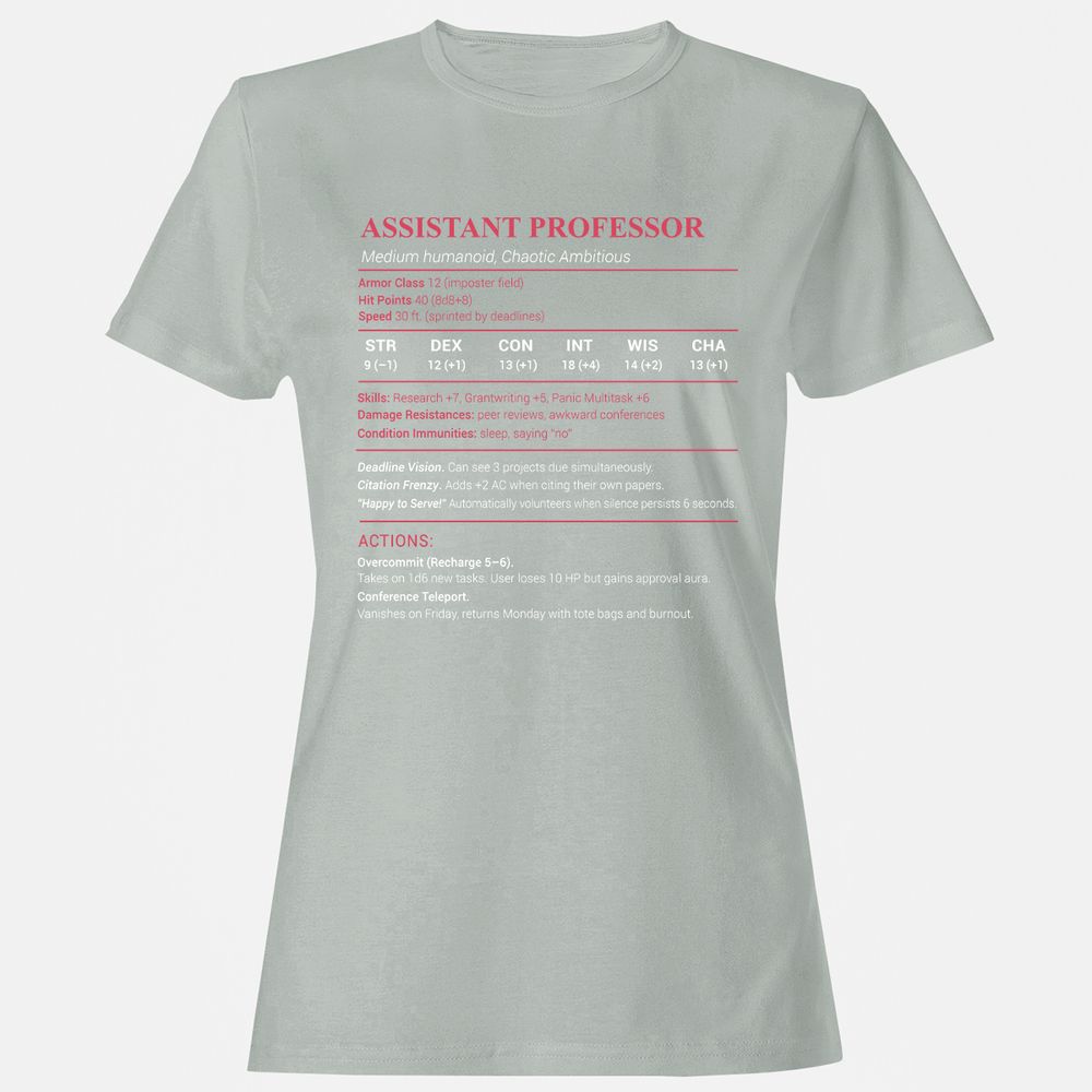Assistant Professor Stats Women's T-Shirt - Ash - 2
