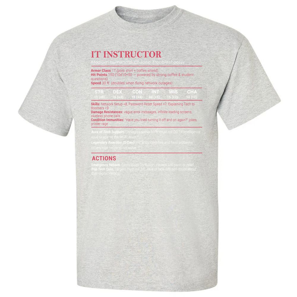 IT Instructor Classic Unisex T-Shirt - Ash - 2