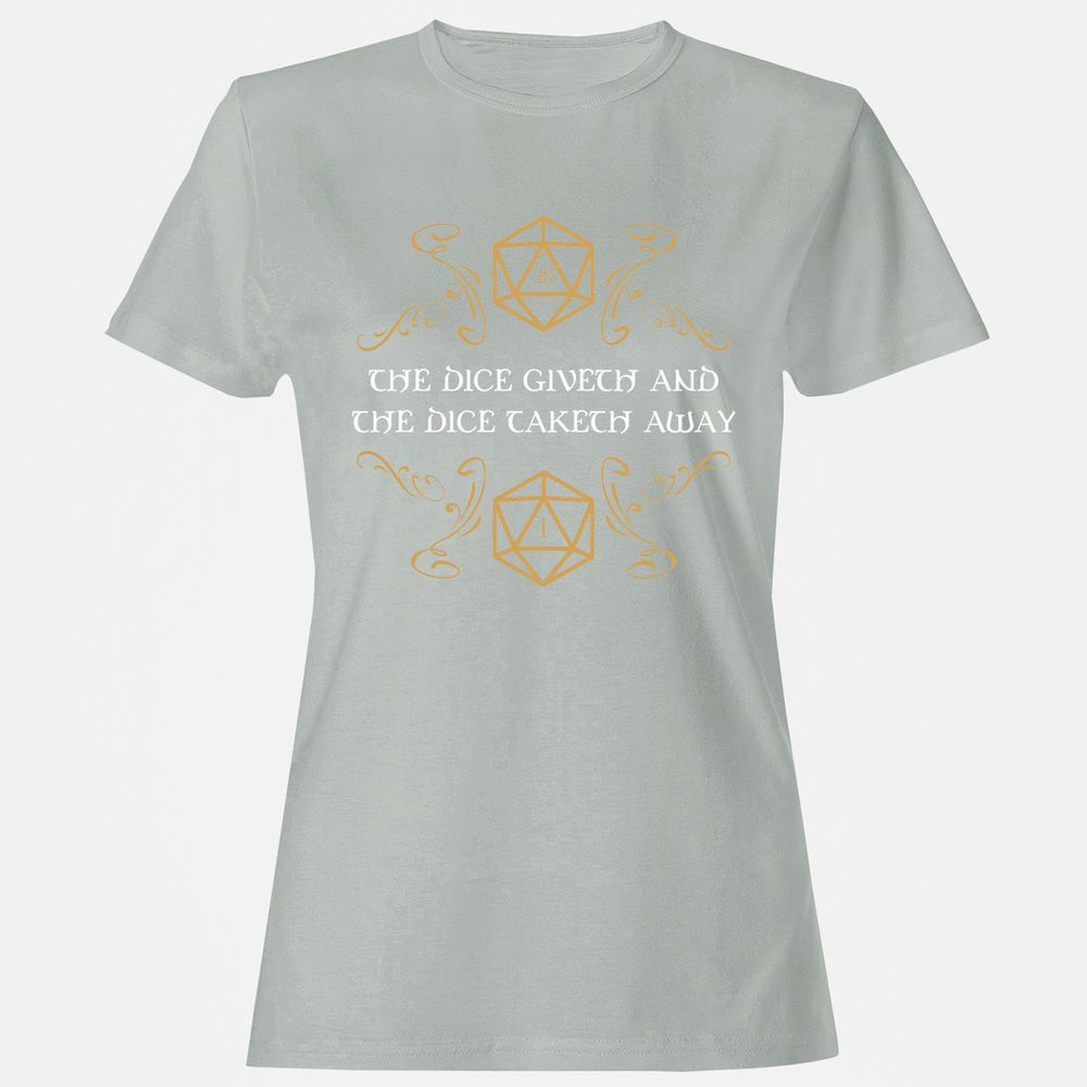 The Dice Giveth and Taketh Away Natural 20 and Critical Fail Women's T-Shirt - Ash - 2