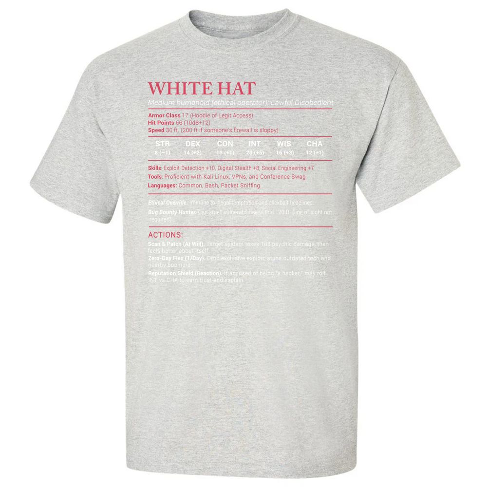 White Hat Stats Classic Unisex T-Shirt - Ash - 2