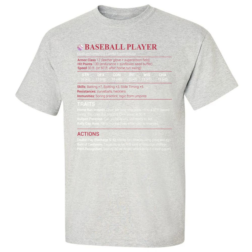 Baseball Player Classic Unisex T-Shirt - Ash - 2