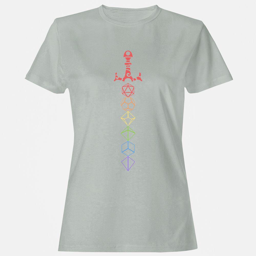 Rainbow Dice Sword LGBT Women's T-Shirt - Ash - 2
