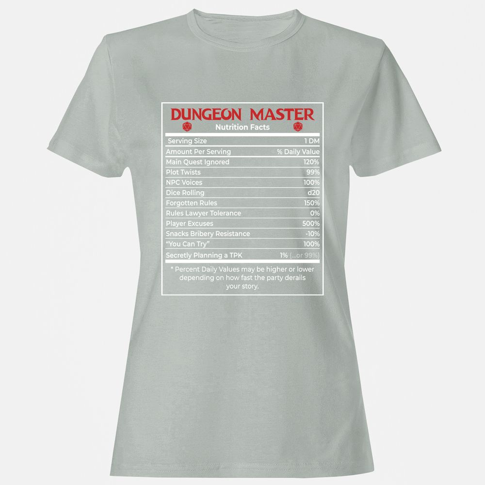 Dungeon Master Nutrition Facts Women's T-Shirt - Ash - 2