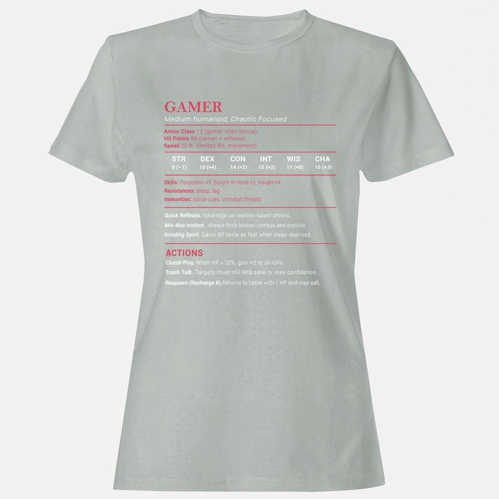 Gamer Stats Women's T-Shirt - Ash - 2