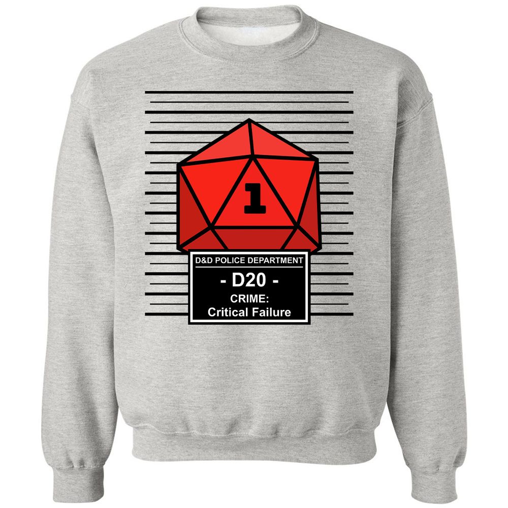 D20 Arrested For Critical Failure Classic Unisex Sweatshirt - Ash - 2