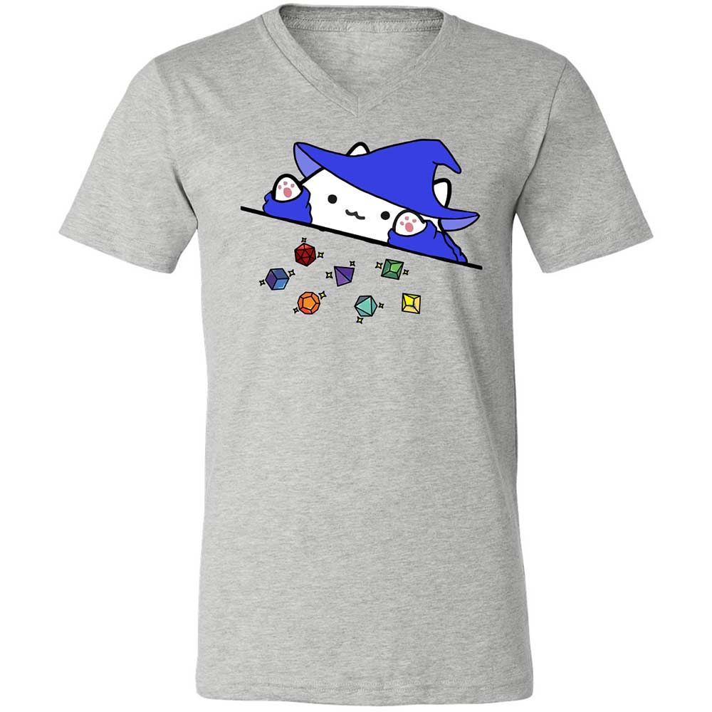 Cat Throws Dices Unisex V-Neck T-Shirt - Athletic Heather - 2