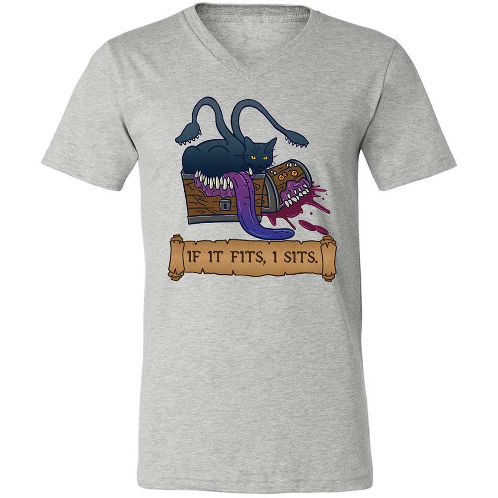 If It Fits I Sits Unisex V-Neck T-Shirt - Athletic Heather - 2