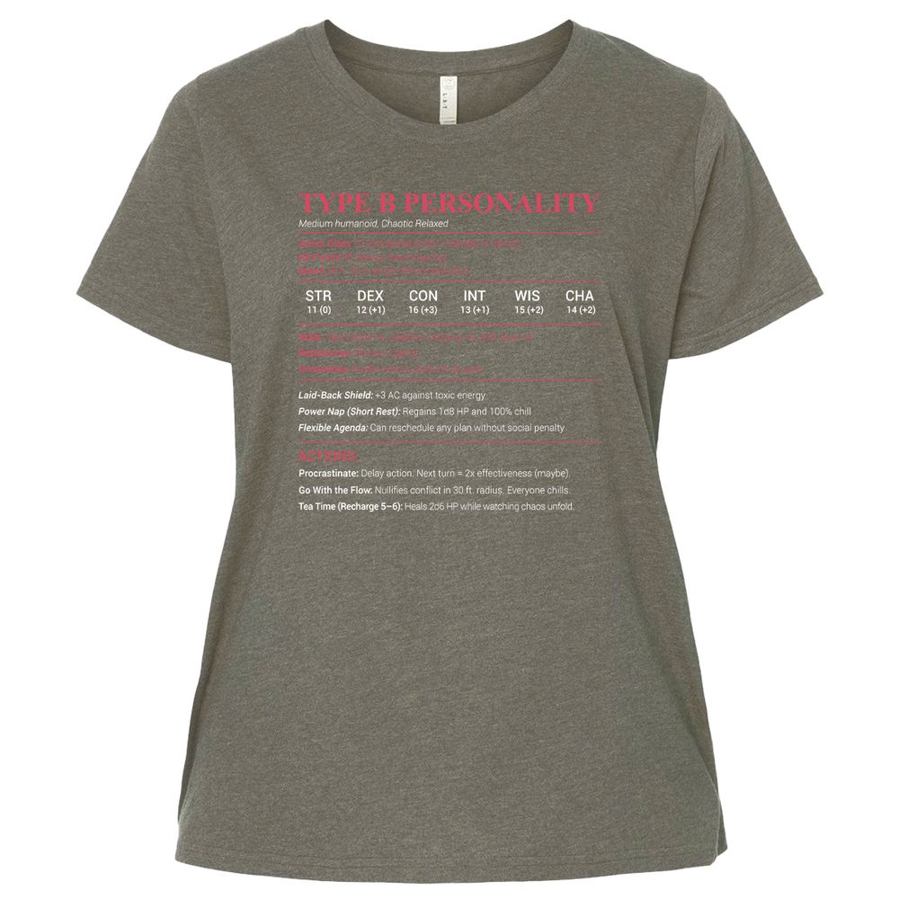 Type B Stats Ladies Curvy Jersey - Bamboo Blackout - 2