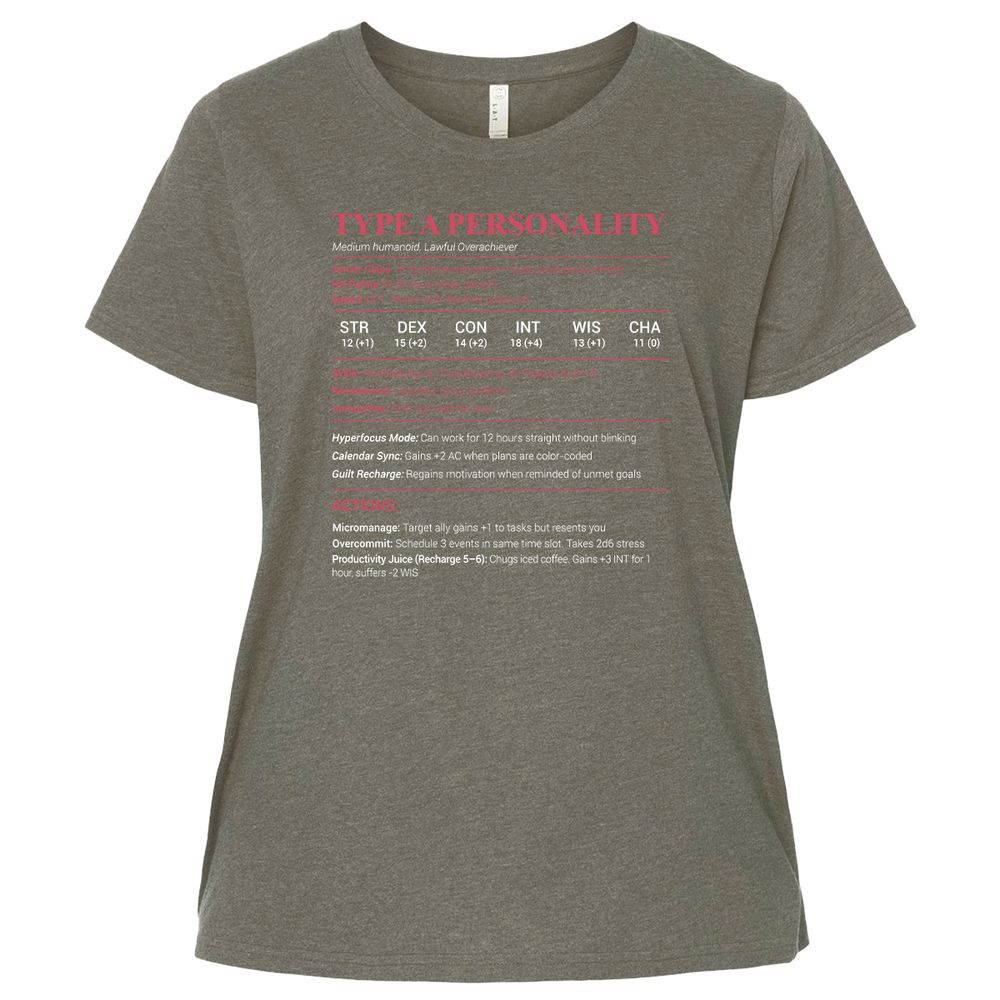 Type A Stats Ladies Curvy Jersey - Bamboo Blackout - 2