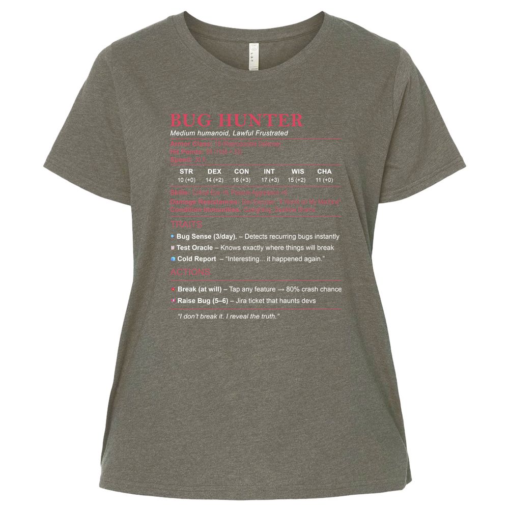 Tester Stats (Bug Hunter) Ladies Curvy Jersey - Bamboo Blackout - 2