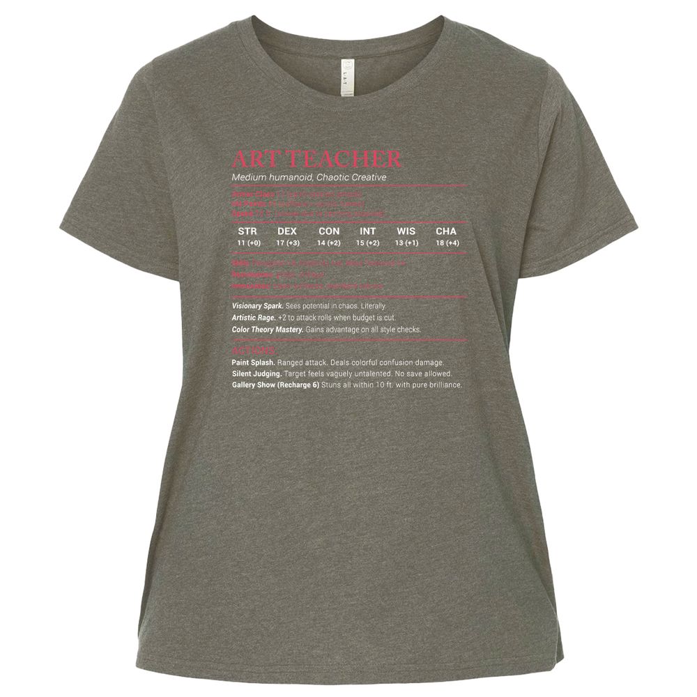 Art Teacher Stats Ladies Curvy Jersey - Bamboo Blackout - 2