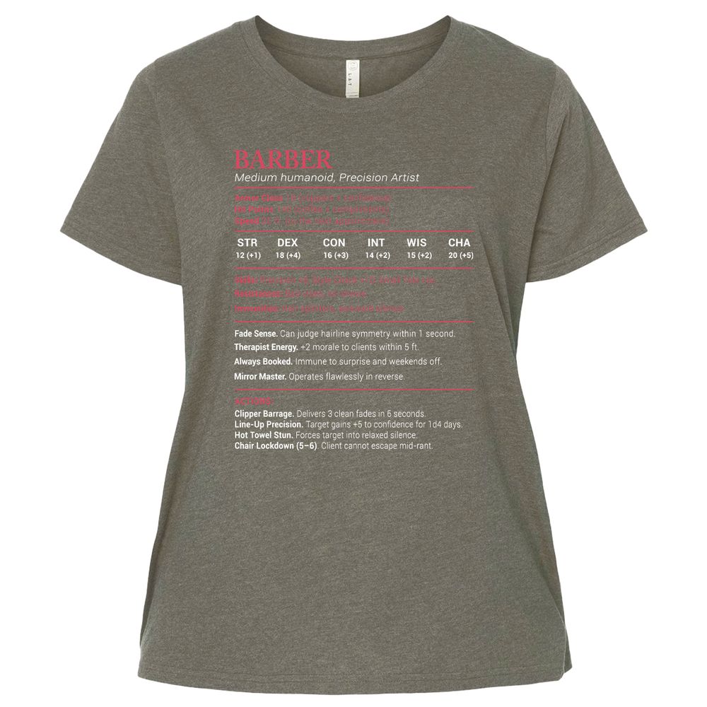 Barber Stats Ladies Curvy Jersey - Bamboo Blackout - 2