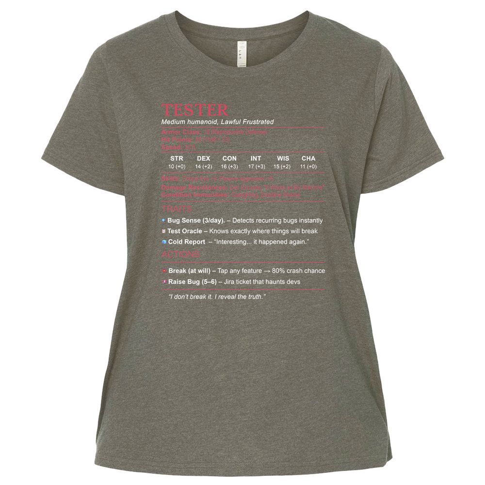 Tester Stats Ladies Curvy Jersey - Bamboo Blackout - 2