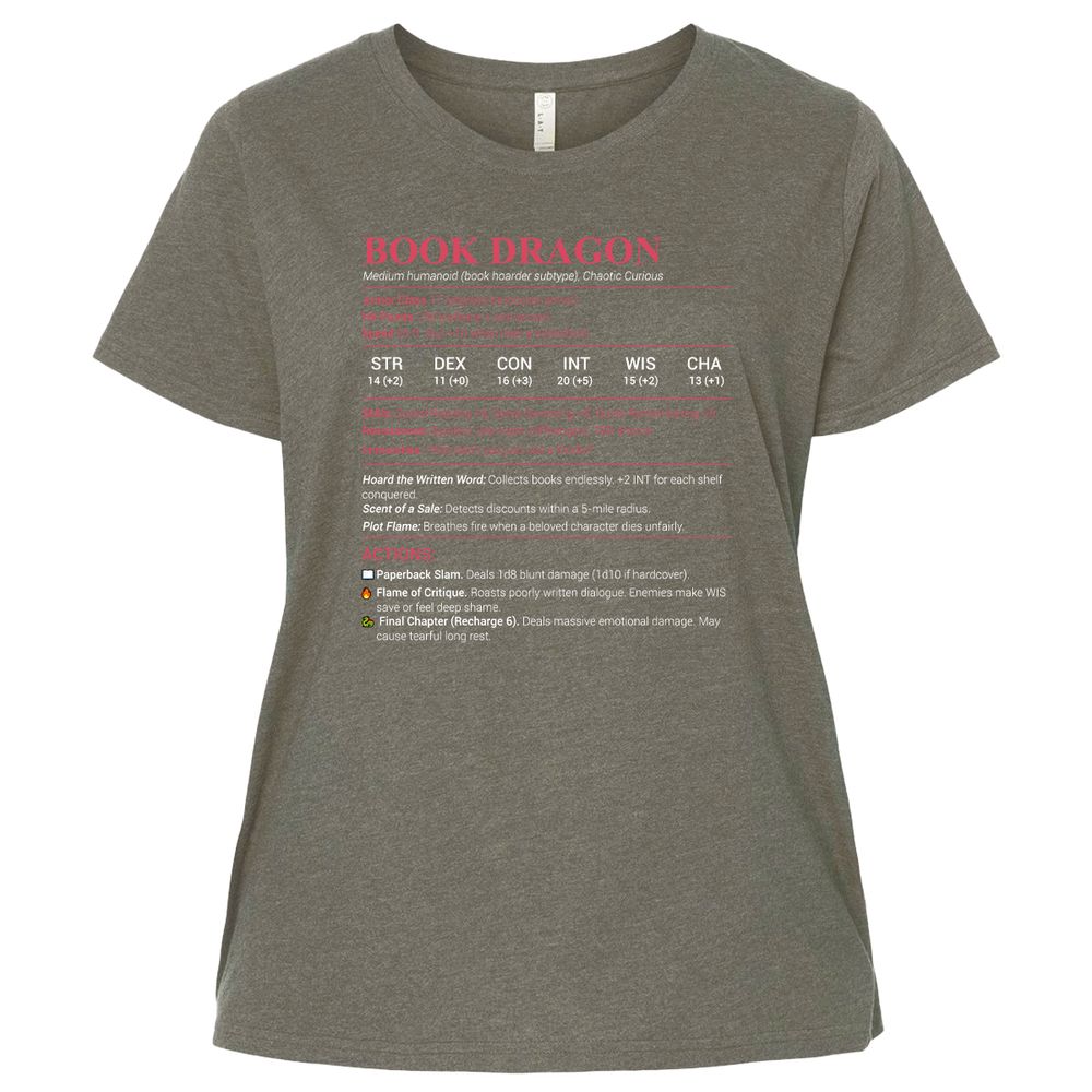 Book Dragon Stats Ladies Curvy Jersey - Bamboo Blackout - 2