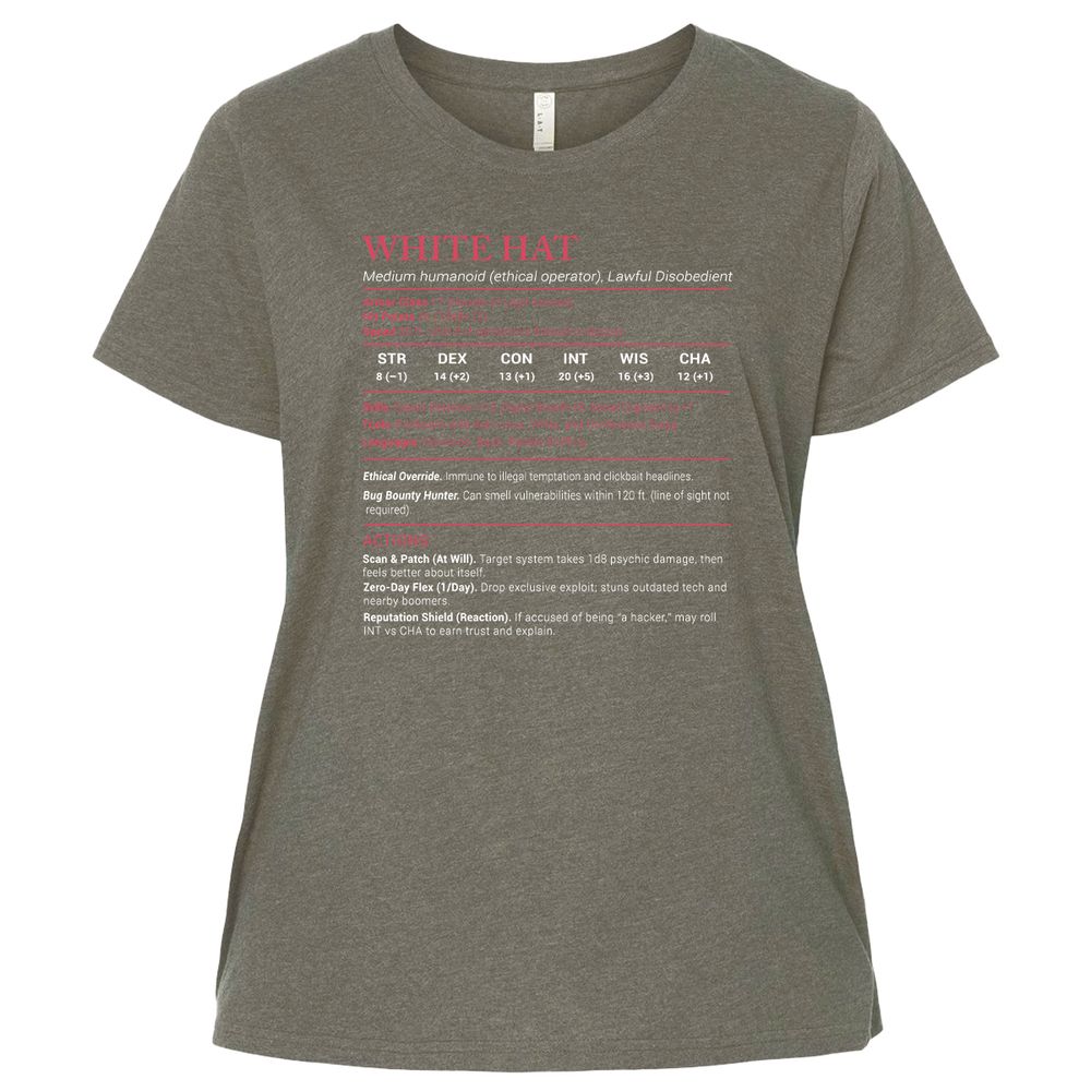 White Hat Stats Ladies Curvy Jersey - Bamboo Blackout - 2