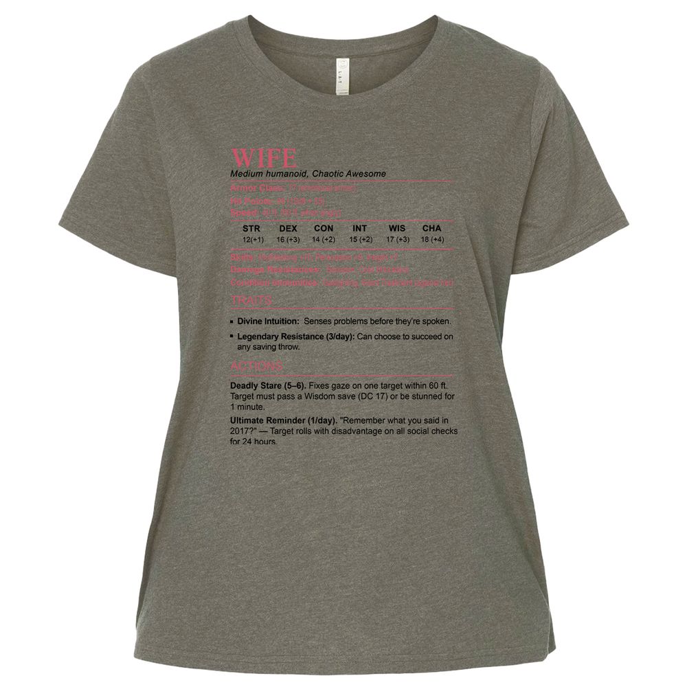 Wife Stats 2 Ladies Curvy Jersey - Bamboo Blackout - 2