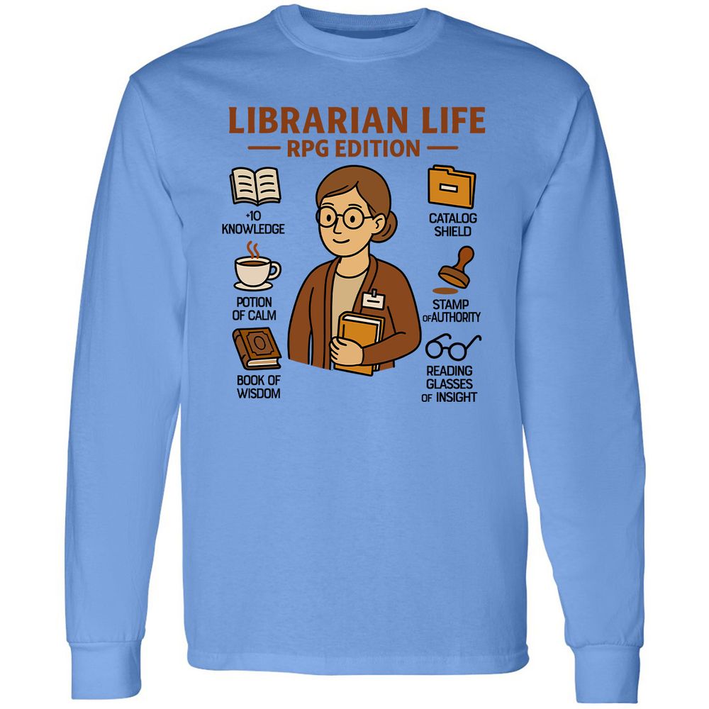 Librarian Life RPG Edition Long Sleeve T-Shirt - Carolina Blue - 2