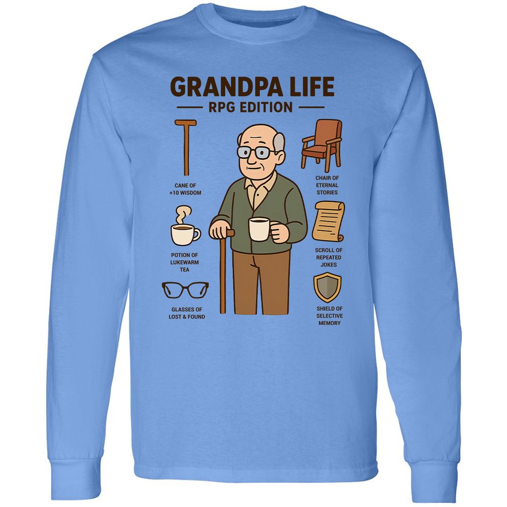 Grandpa Life RPG Edition Long Sleeve T-Shirt - Carolina Blue - 2