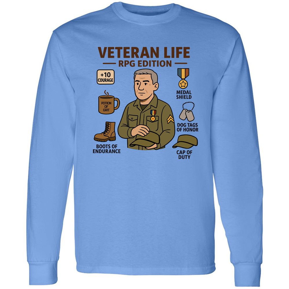 Veteran Life RPG Edition Long Sleeve T-Shirt - Carolina Blue - 2