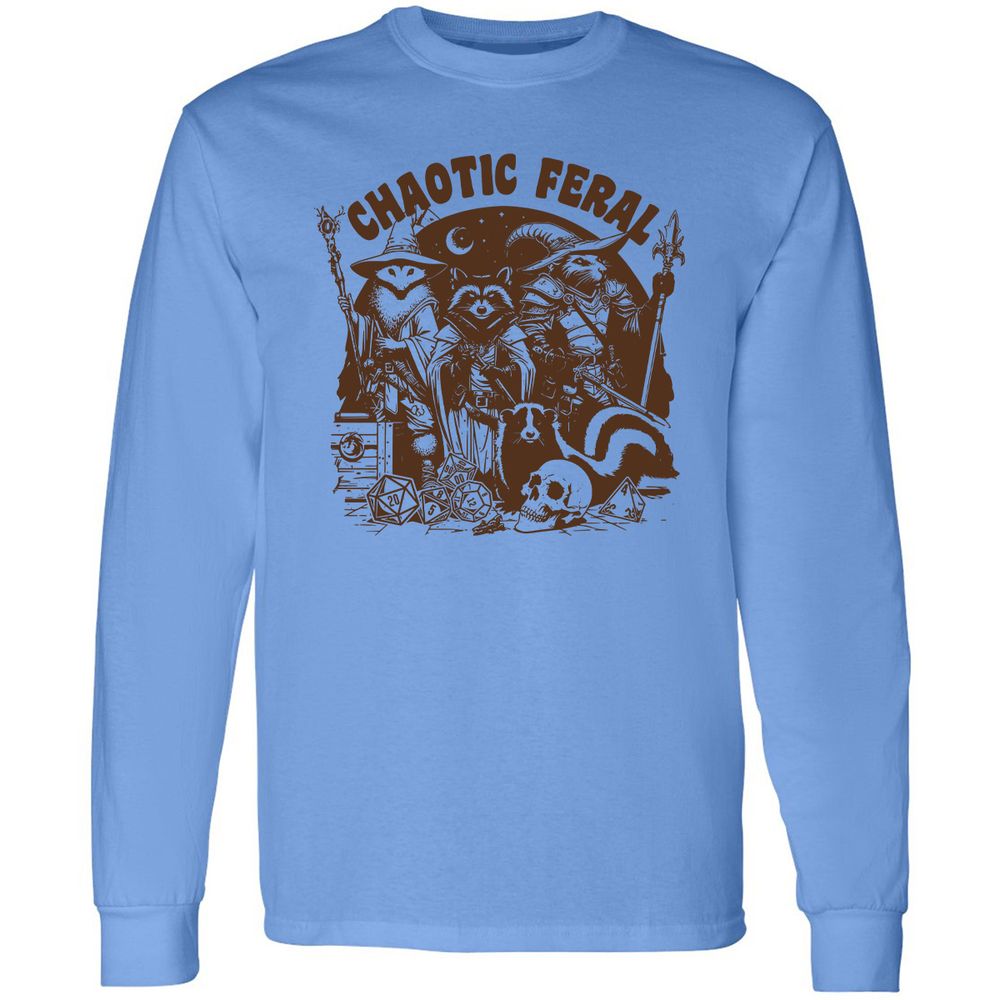 Raccoon Chaotic Feral Long Sleeve T-Shirt - Carolina Blue - 2