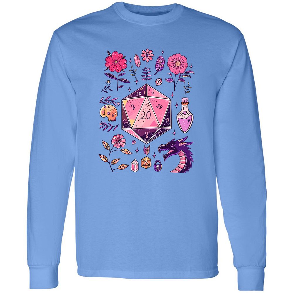Mystic D20 Floral Dice Art - Carolina Blue - 2