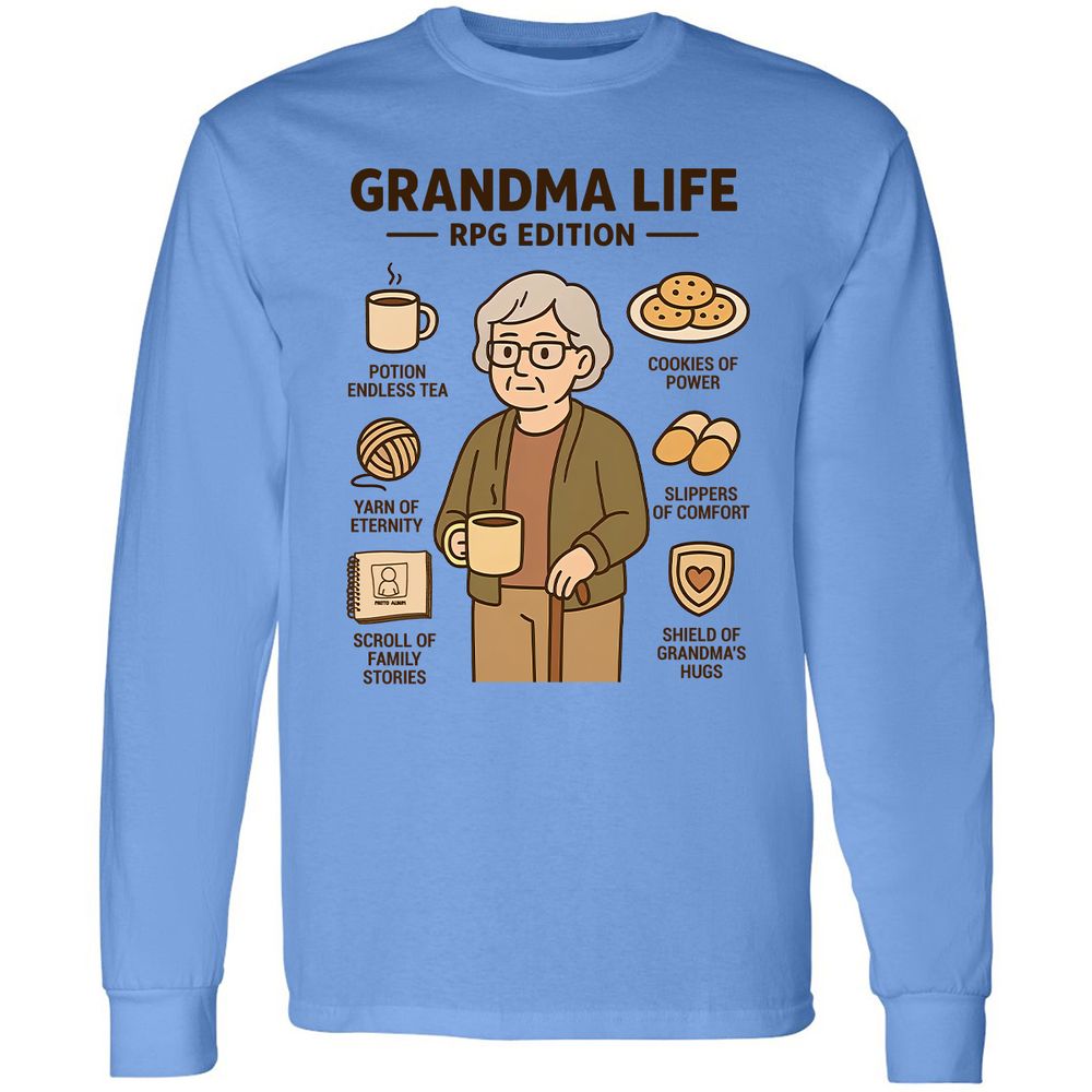 Grandma Life RPG Edition Long Sleeve T-Shirt - Carolina Blue - 2