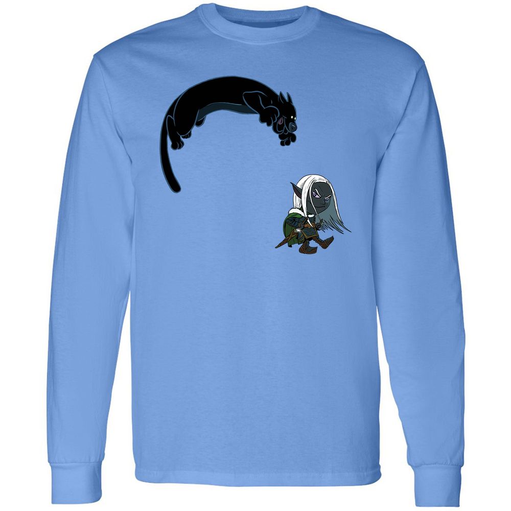 Drizzt And Guenhwyvar Long Sleeve T-Shirt - Carolina Blue - 2