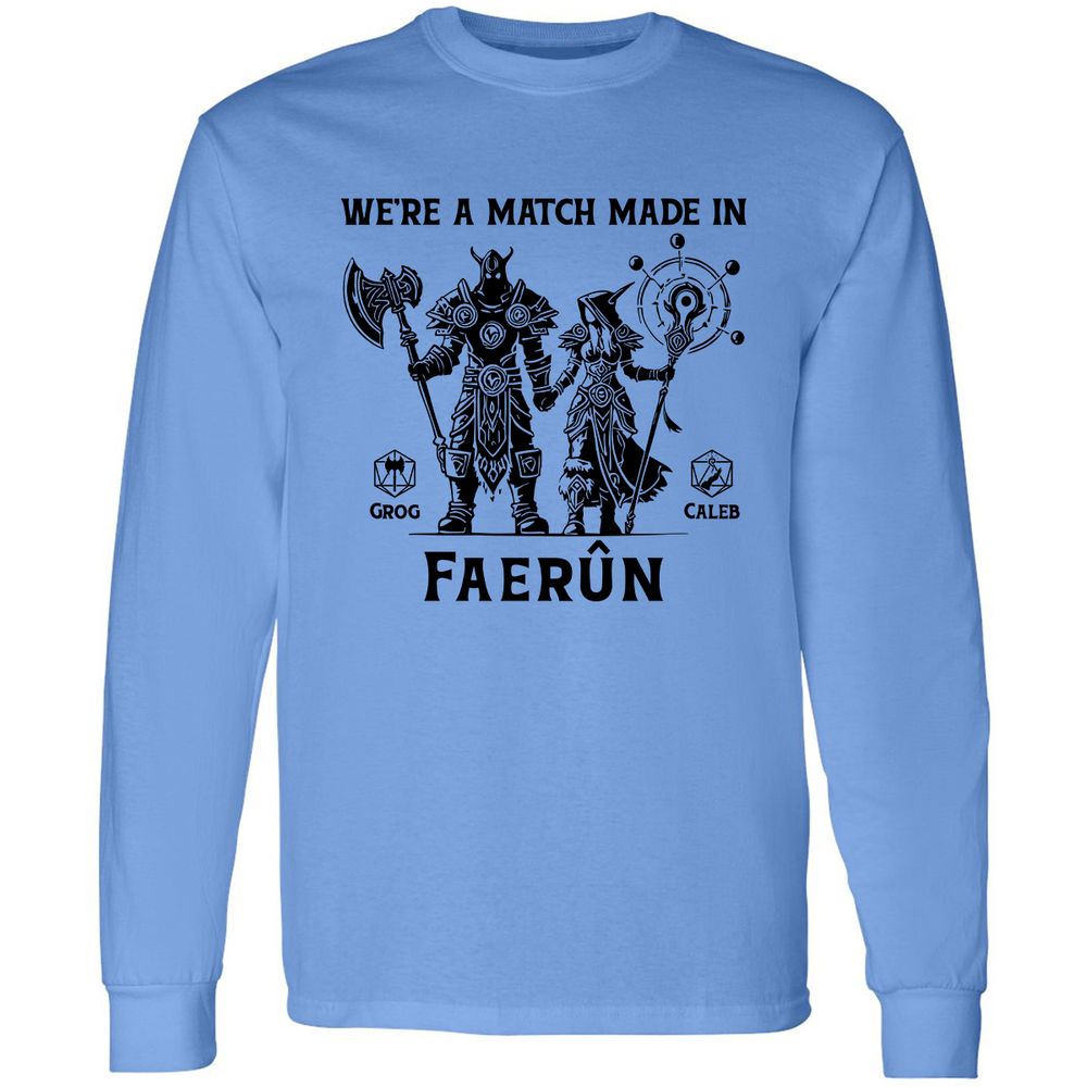 Custom DnD Class Couple Long Sleeve T-Shirt - Carolina Blue - 2