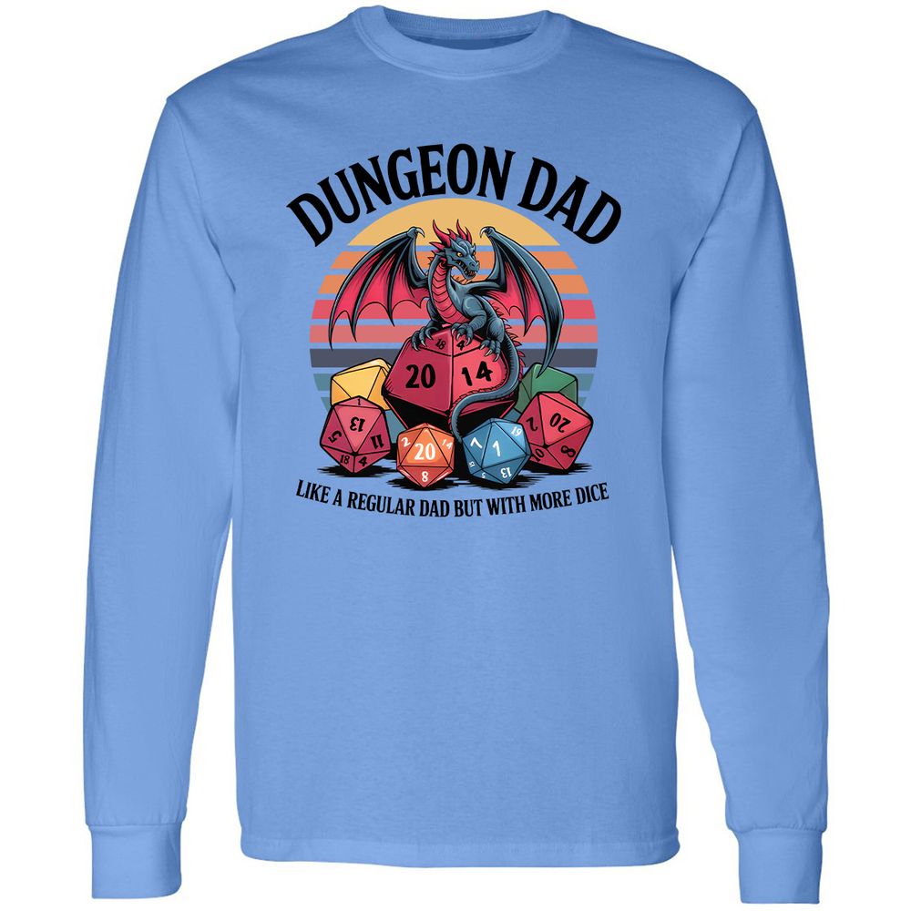 Dungeon Dad With More Dice Long Sleeve T-Shirt - Carolina Blue - 2