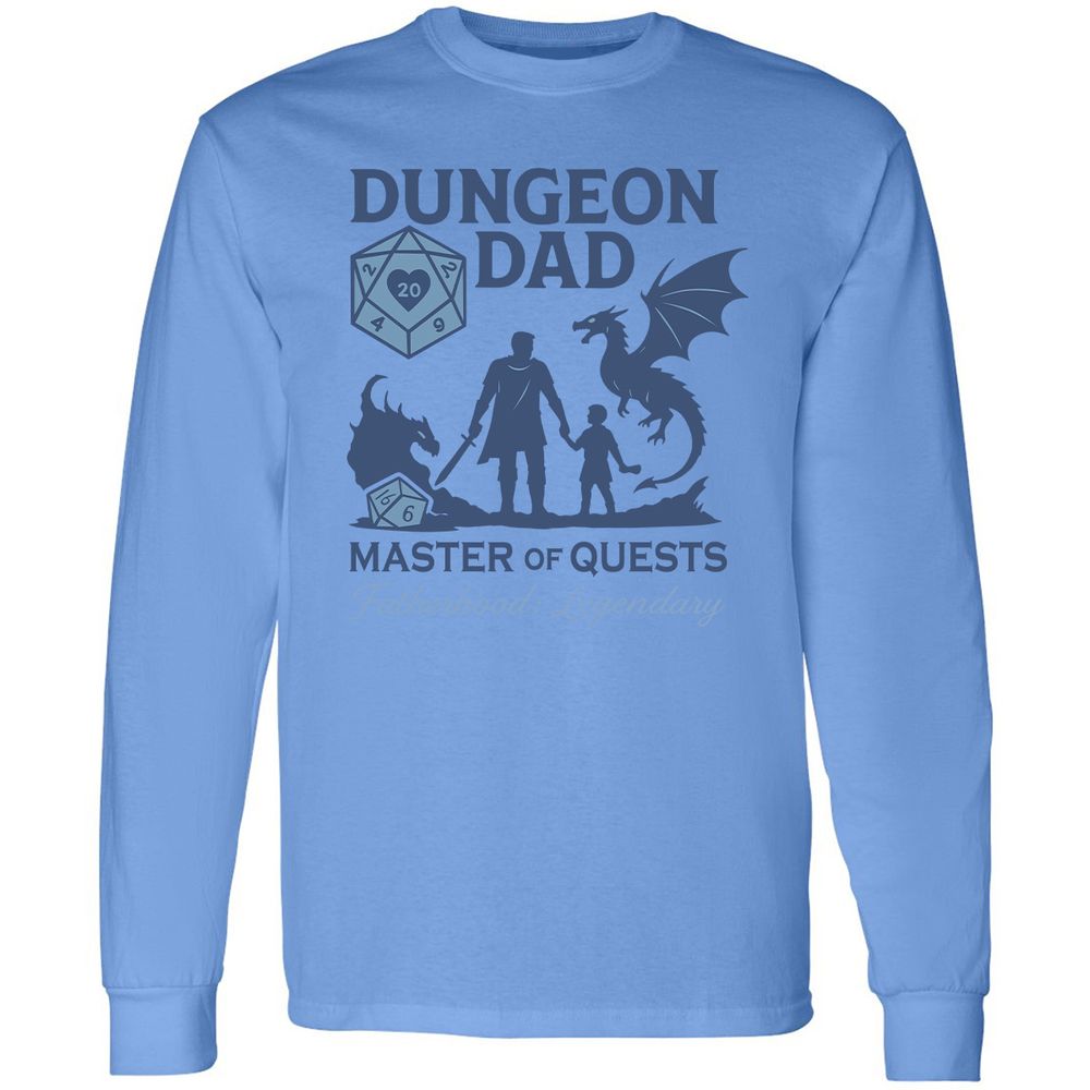 Dungeon Dad Master Of Quests Long Sleeve T-Shirt - Carolina Blue - 2