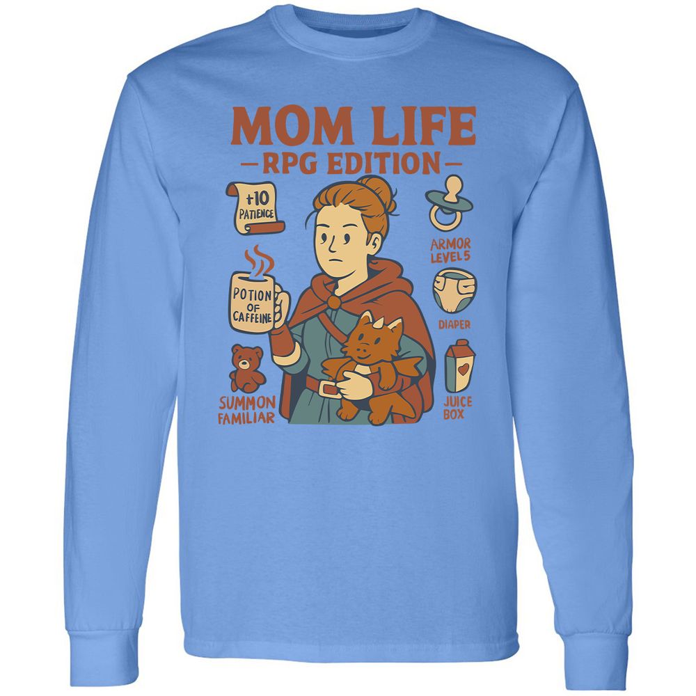 Mom Life RPG Edition Long Sleeve T-Shirt - Carolina Blue - 2