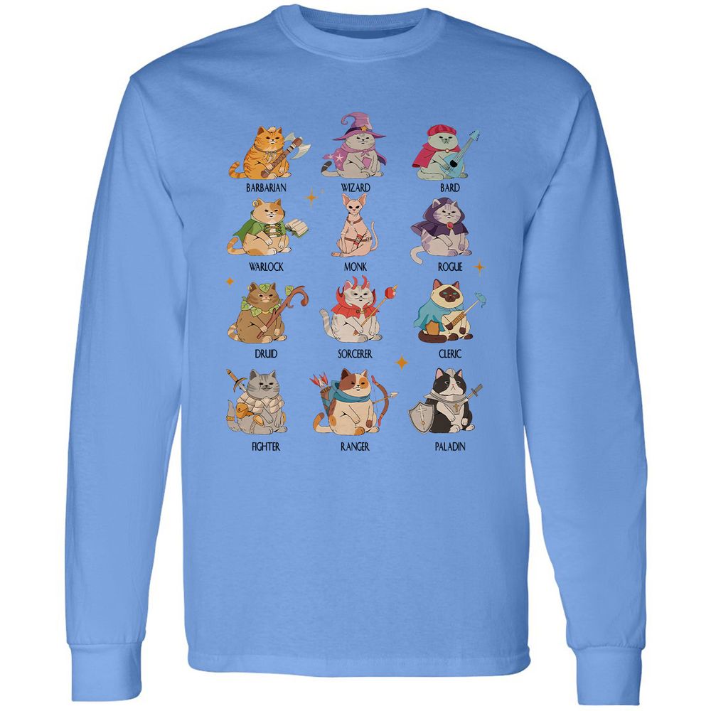Dungeons And Cats Long Sleeve T-Shirt - Carolina Blue - 2