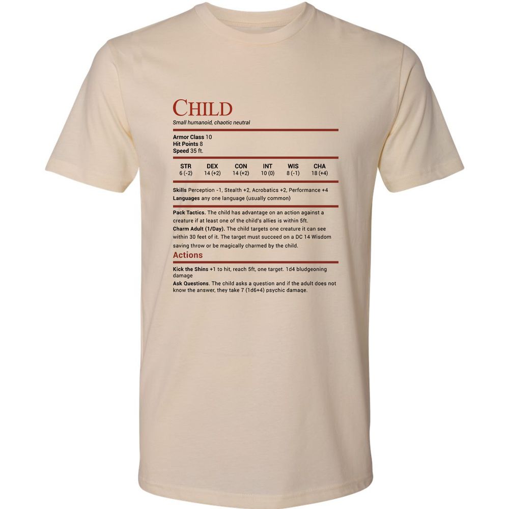Child Stats Premium Unisex T-Shirt - Cream - 2