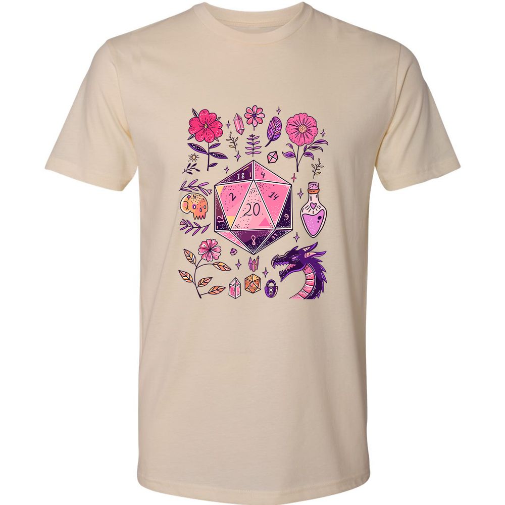 Mystic D20 Floral Dice Art - Cream - 2