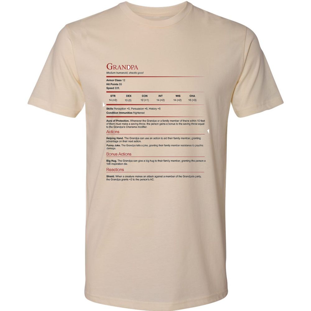 Grandpa Stat Block Premium Unisex T-Shirt - Cream - 2
