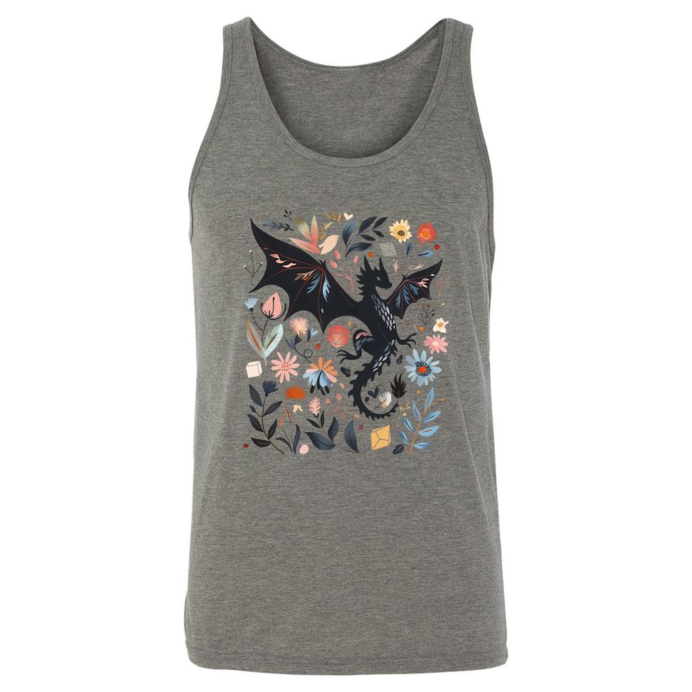 Floral DnD Dragon - Grey Triblend - 2