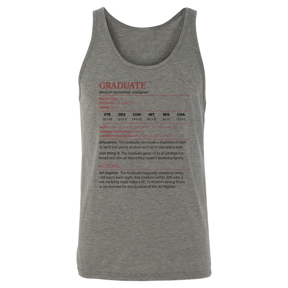 Graduate Stats Unisex Jersey Tank - Grey Triblend - 2