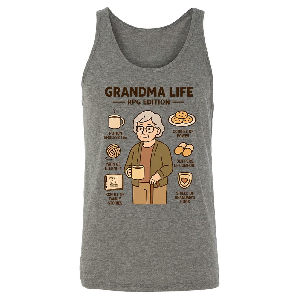 Grandma Life RPG Edition Unisex Jersey Tank - Grey Triblend - 2