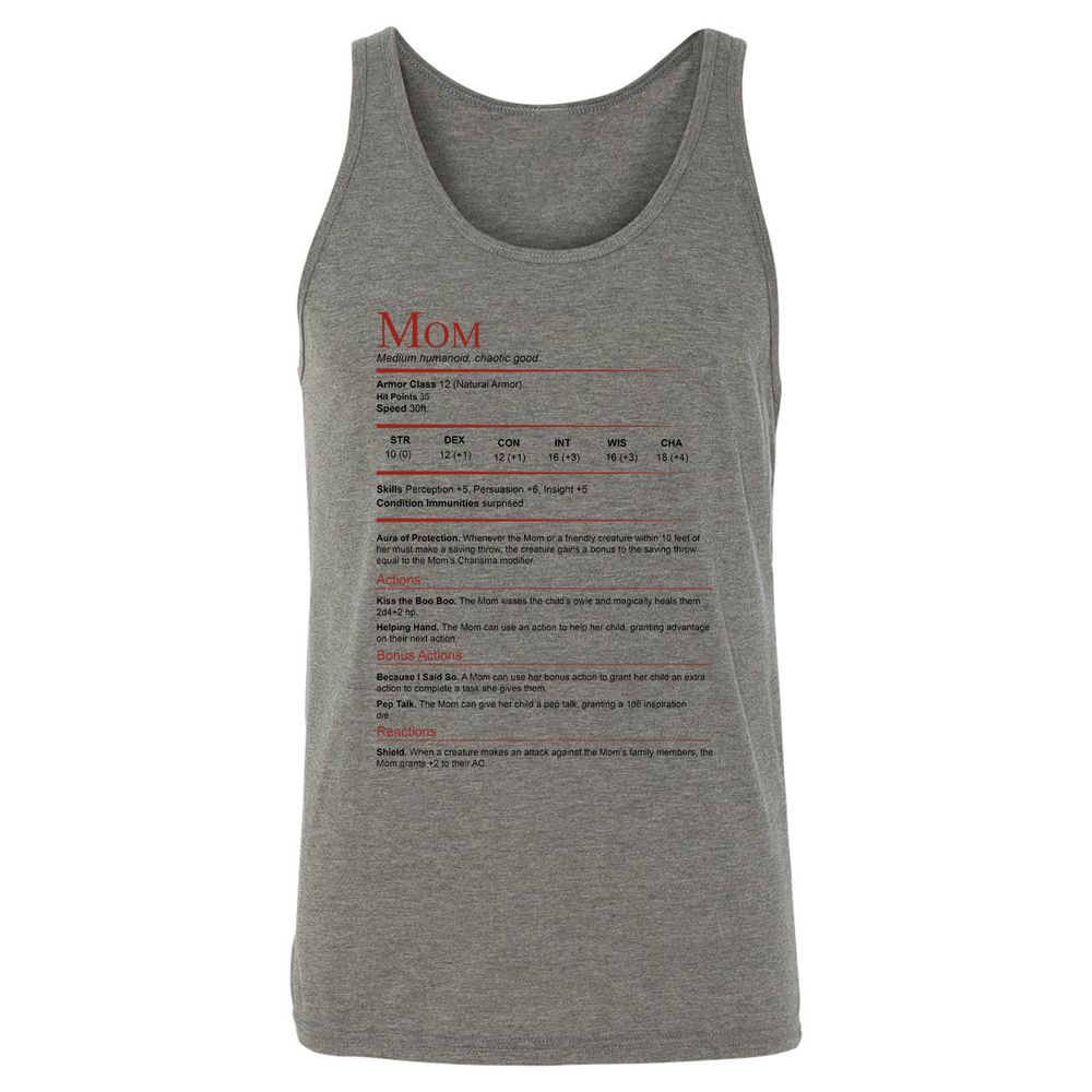 Mom Stats Unisex Jersey Tank - Grey Triblend - 2