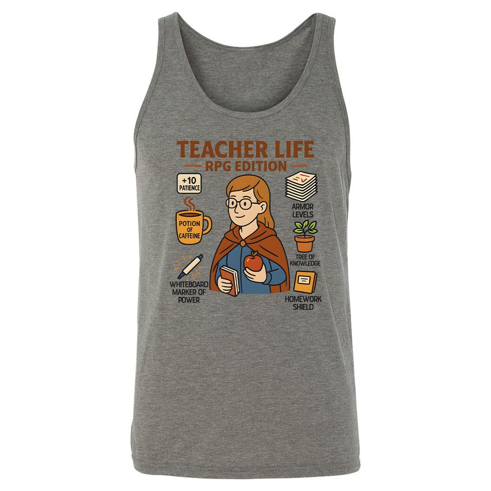 Teacher Life RPG Edition Unisex Jersey Tank - Grey Triblend - 2