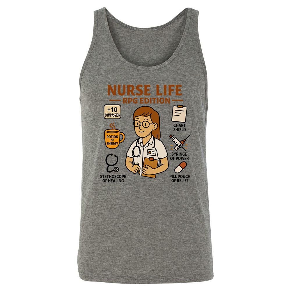 Nurse Life RPG Edition Unisex Jersey Tank - Grey Triblend - 2