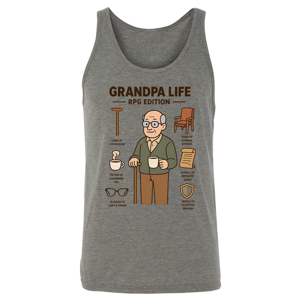 Grandpa Life RPG Edition Unisex Jersey Tank - Grey Triblend - 2