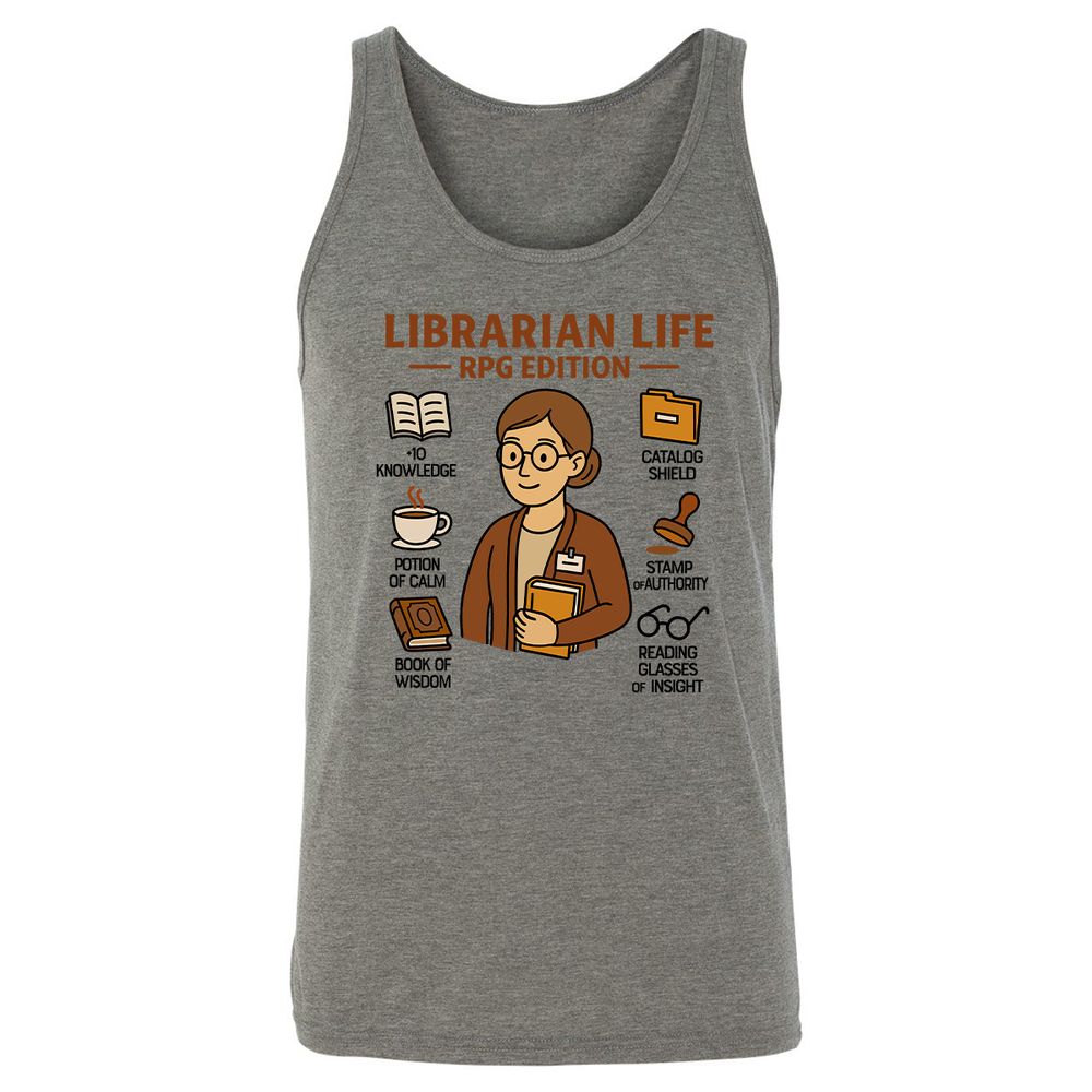 Librarian Life RPG Edition Unisex Jersey Tank - Grey Triblend - 2